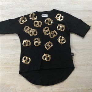 Hux Baby black and Gold pretzel dress